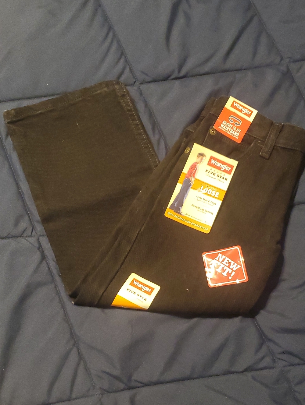 Wrangler Boys's Black Loose Straight Leg Chinos